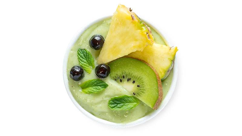 B- Lime, קיווי, אננס, לימון, וניל, נענע, תפוח, יוגורט וכדורי טפיוקה